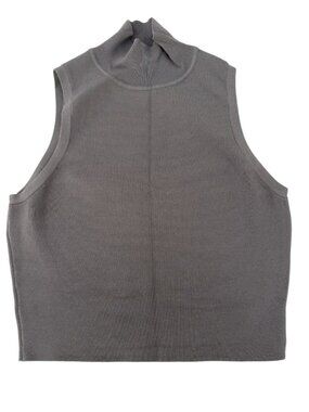 ZARA Gray High Neck Ribbed Knit Sleeveless Crop Sweater Tank Top